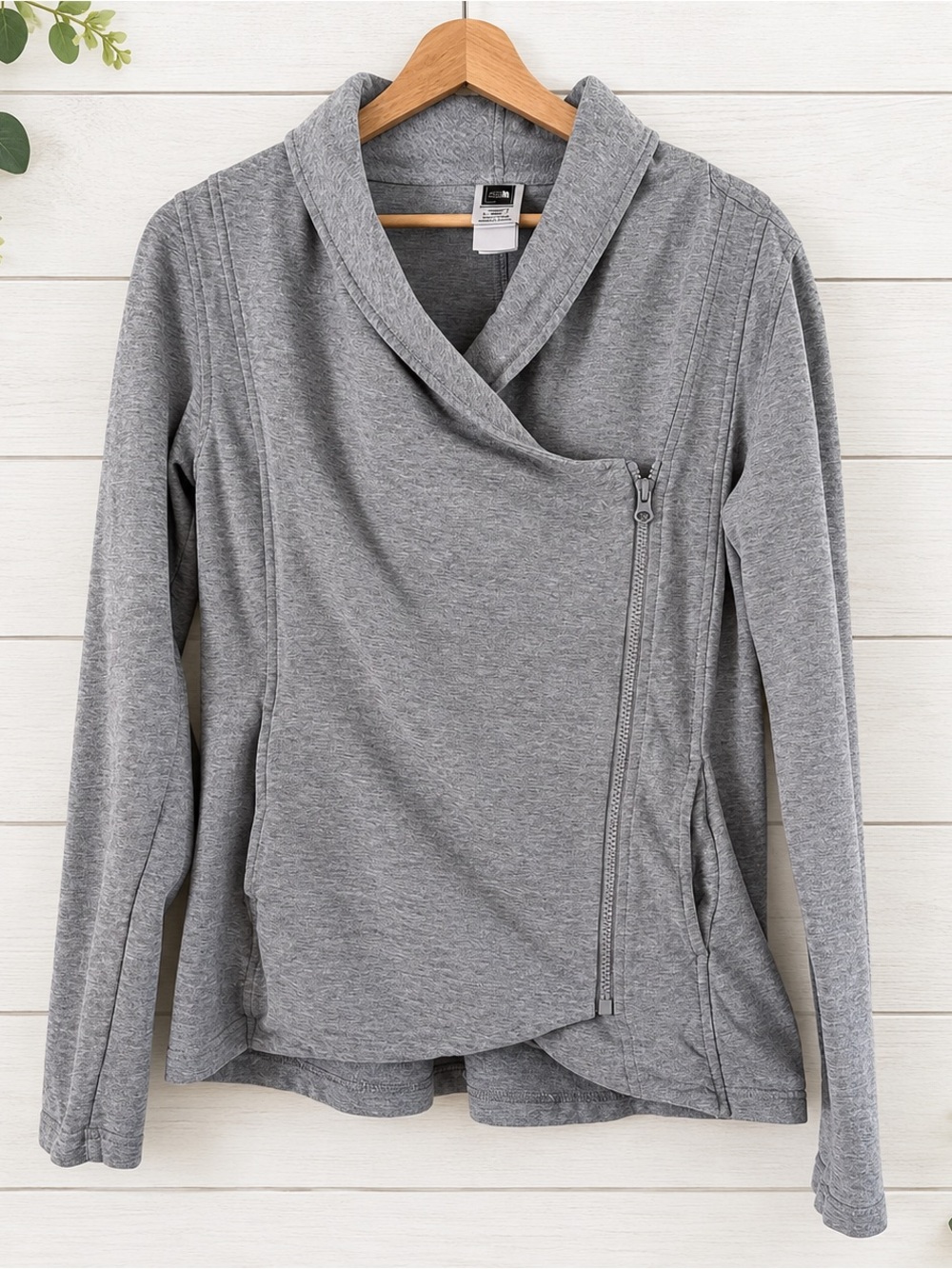 The North Face Gray Asymmetric Zip Moto Sweatshirt Cardigan Jacket Medium M
